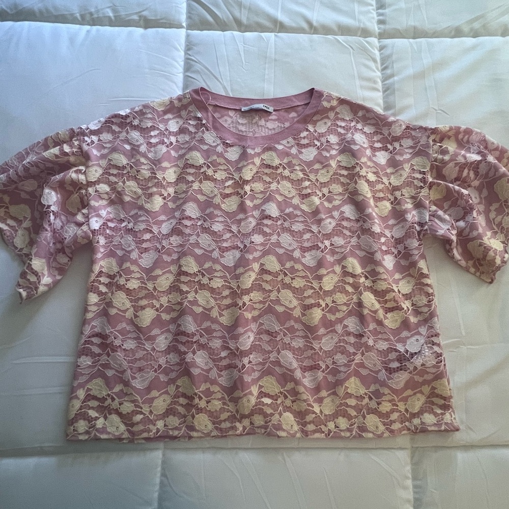 Zara Blush Lace Blouse